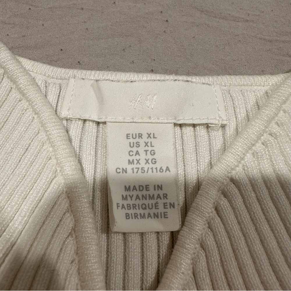 H&M Cream Ribbed Crop Top - Picture 2 of 4